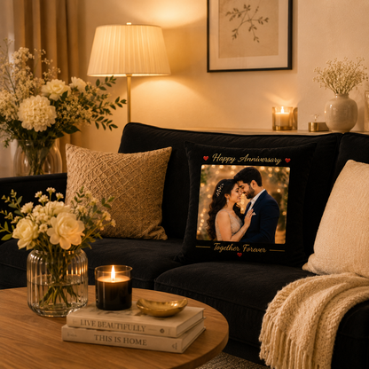 Personalized Anniversary Photo Cushion – Together Forever | Custom Couple Gift