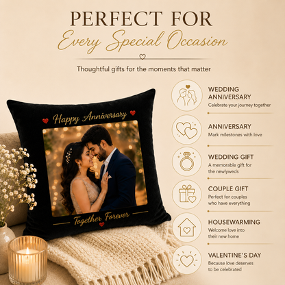 Personalized Anniversary Photo Cushion – Together Forever | Custom Couple Gift