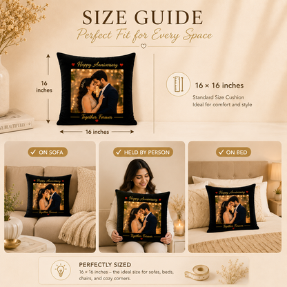 Personalized Anniversary Photo Cushion – Together Forever | Custom Couple Gift
