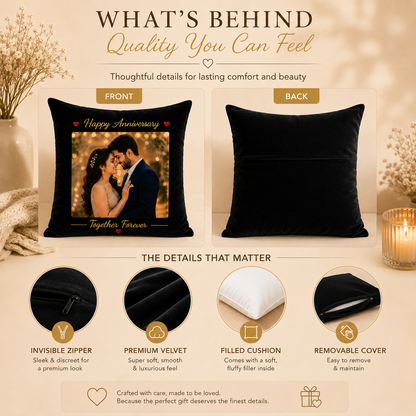 Personalized Anniversary Photo Cushion – Together Forever | Custom Couple Gift