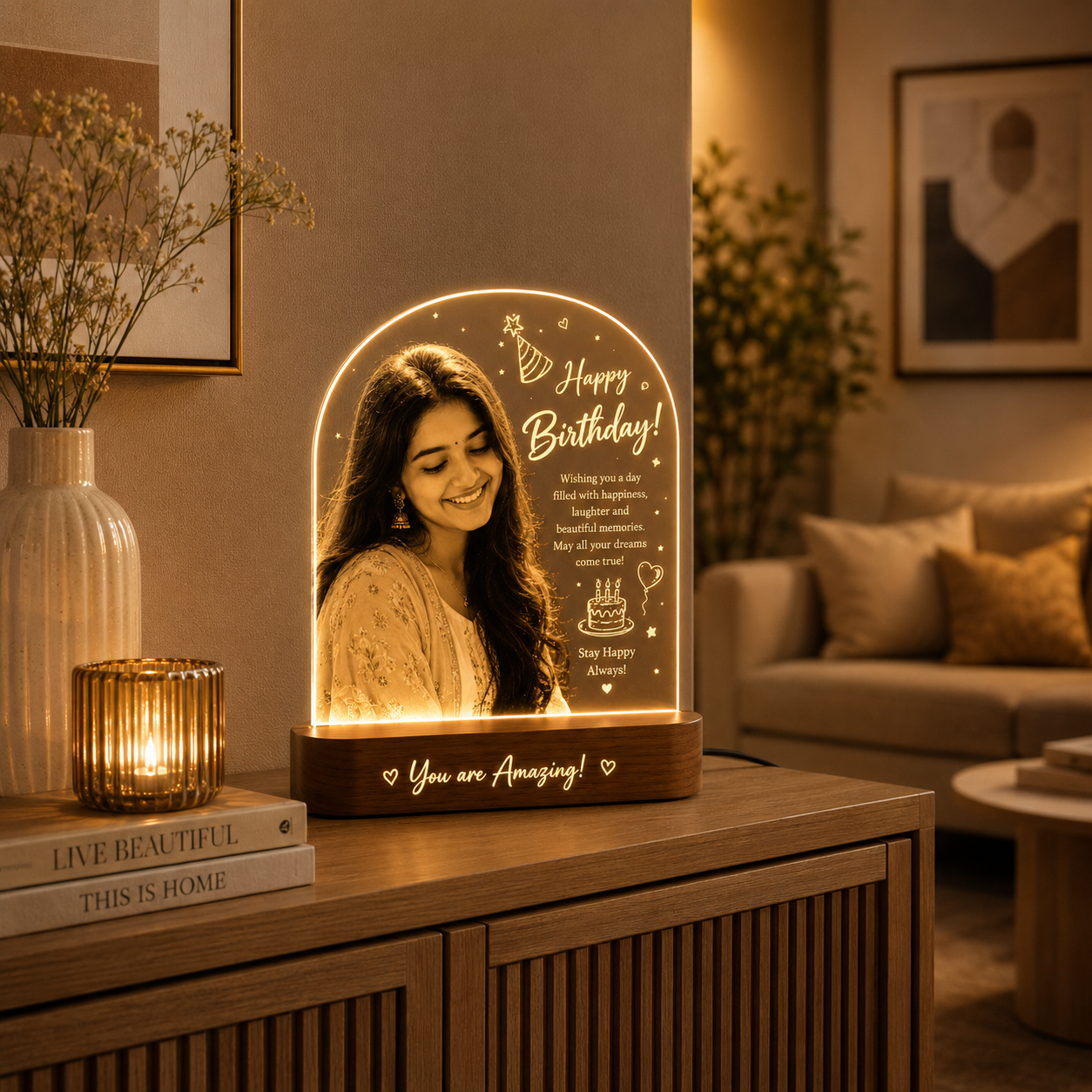 Personalized Birthday LED Photo Lamp – Custom Photo Gift