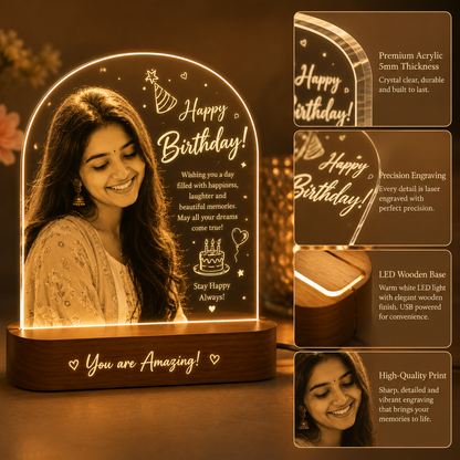 Personalized Birthday LED Photo Lamp – Custom Photo Gift