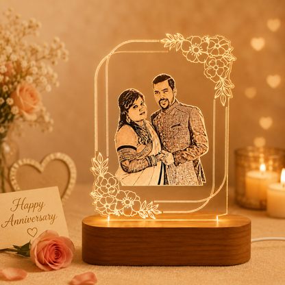 Personalized Couple LED Lamp with Photo & Name – Custom Acrylic Night Lamp Gift