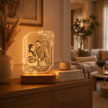 Personalized Couple LED Lamp with Photo & Name – Custom Acrylic Night Lamp Gift