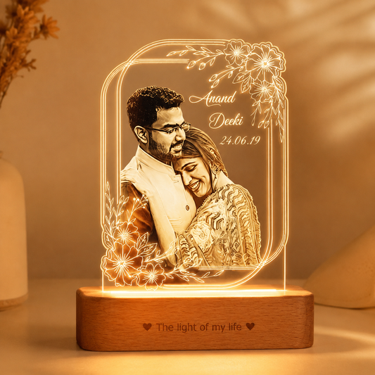 Personalized Couple Photo LED Lamp with Name – Custom Acrylic Romantic Night Lamp