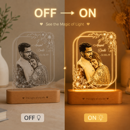 Personalized Couple Photo LED Lamp with Name – Custom Acrylic Romantic Night Lamp