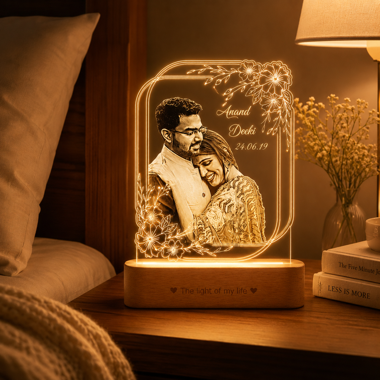 Personalized Couple Photo LED Lamp with Name – Custom Acrylic Romantic Night Lamp