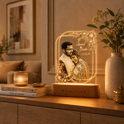 Personalized Couple Photo LED Lamp with Name – Custom Acrylic Romantic Night Lamp