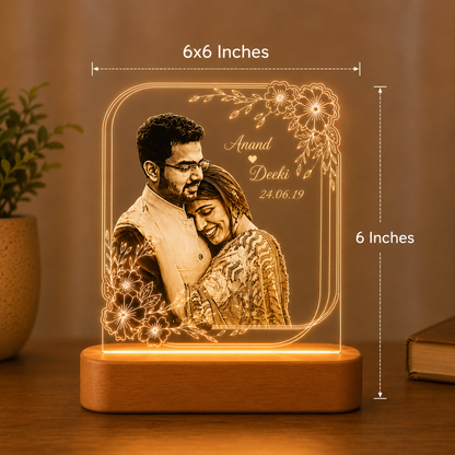 Personalized Couple Photo LED Lamp with Name – Custom Acrylic Romantic Night Lamp