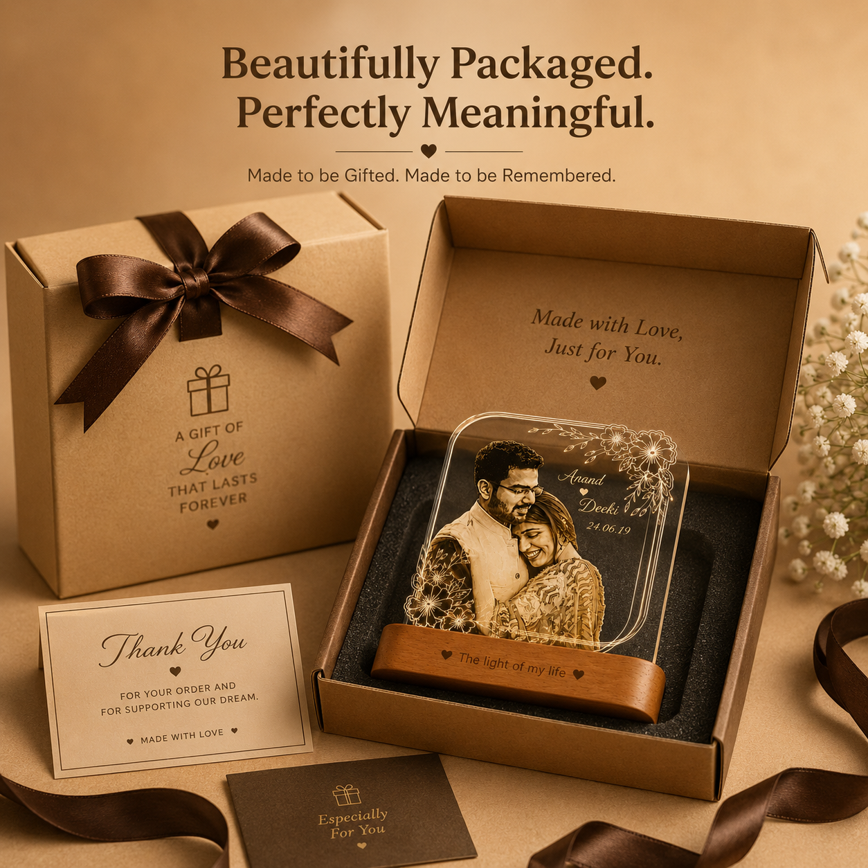 Personalized Couple Photo LED Lamp with Name – Custom Acrylic Romantic Night Lamp