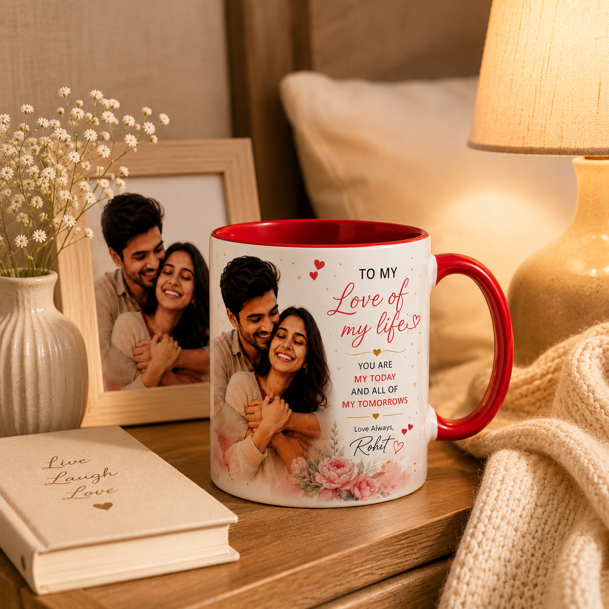 Personalized Couple Photo Mug – Red Inside Custom Love Gift