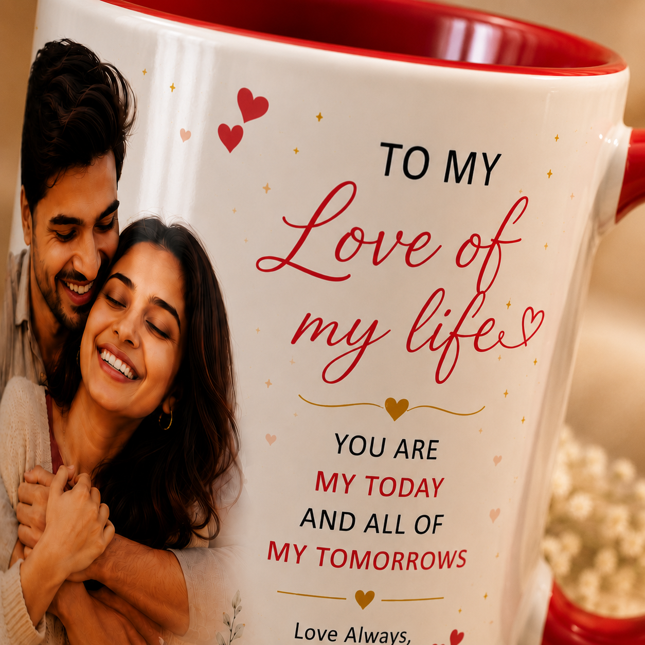 Personalized Couple Photo Mug – Red Inside Custom Love Gift