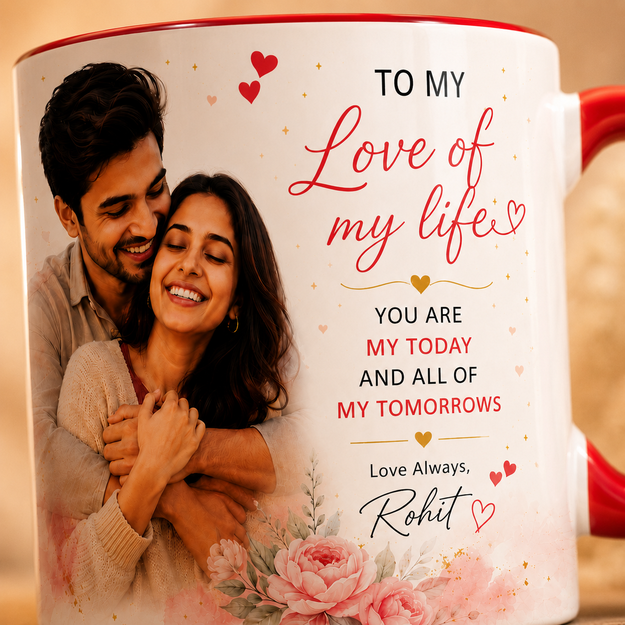 Personalized Couple Photo Mug – Red Inside Custom Love Gift