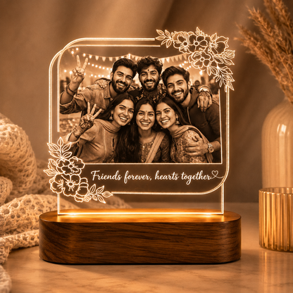 Personalized Friends LED Photo Lamp – Custom Friendship Gift with Photo & Message