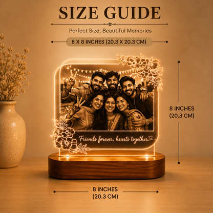 Personalized Friends LED Photo Lamp – Custom Friendship Gift with Photo & Message