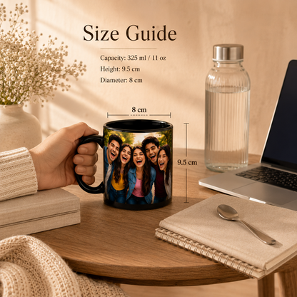 Personalized Friends Photo Mug – Custom Black Mug Gift