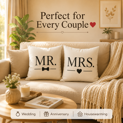 Personalized Mr. & Mrs. Cushion Cover Set – Custom Couple Gift