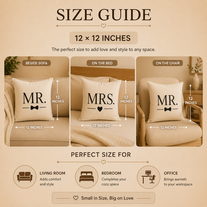 Personalized Mr. & Mrs. Cushion Cover Set – Custom Couple Gift