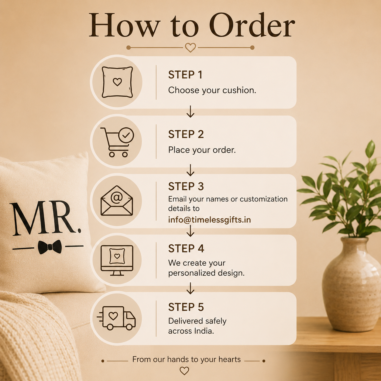 Personalized Mr. & Mrs. Cushion Cover Set – Custom Couple Gift