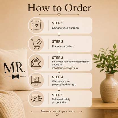 Personalized Mr. & Mrs. Cushion Cover Set – Custom Couple Gift