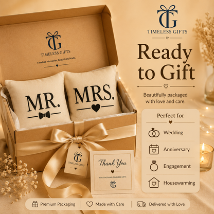 Personalized Mr. & Mrs. Cushion Cover Set – Custom Couple Gift