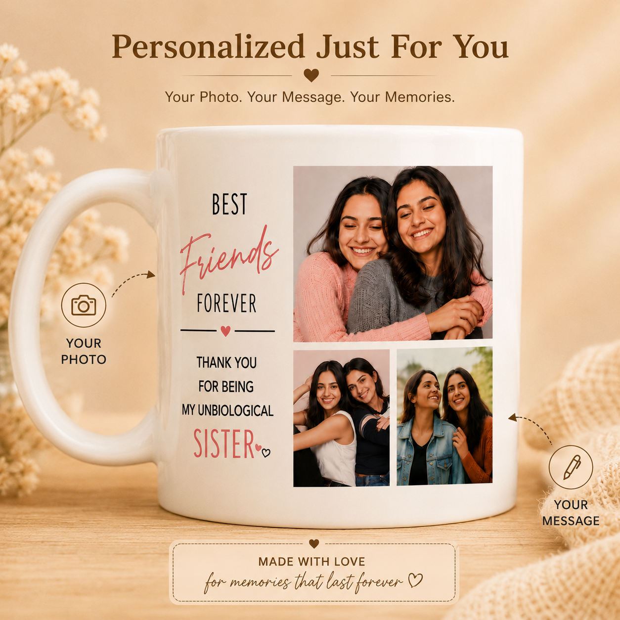 Personalized Best Friends Photo Mug – Custom Friendship Gift