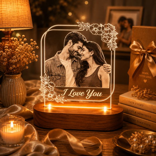 Personalized Couple LED Acrylic Lamp  Custom Romantic Photo Gift