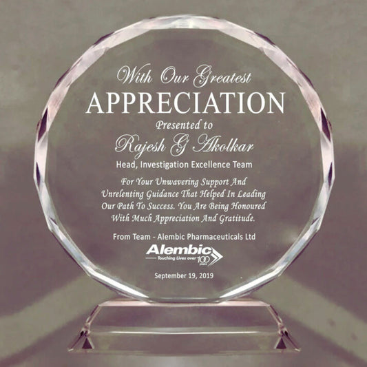 Crystal Appreciation Plaque