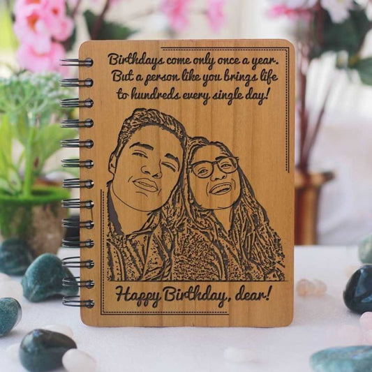 Personalized Wooden Photo Diary - Couple