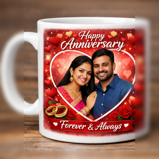 Personalized Anniversary Photo Mug for Couple – Custom Romantic Gift