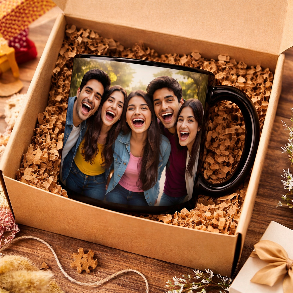 Personalized Photo Mug for Friends – Full Black Custom Coffee Mug