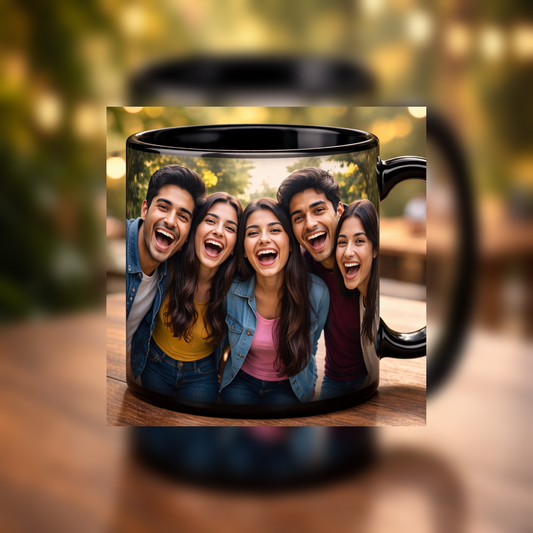 Personalized Photo Mug for Friends – Full Black Custom Coffee Mug