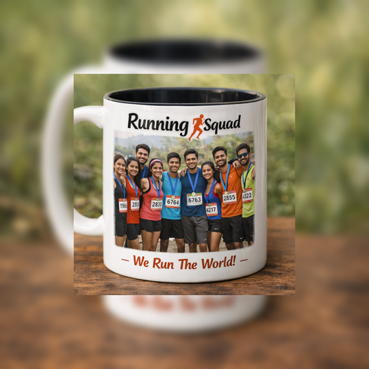Running Squad Personalized Photo Mug - Black Inside
