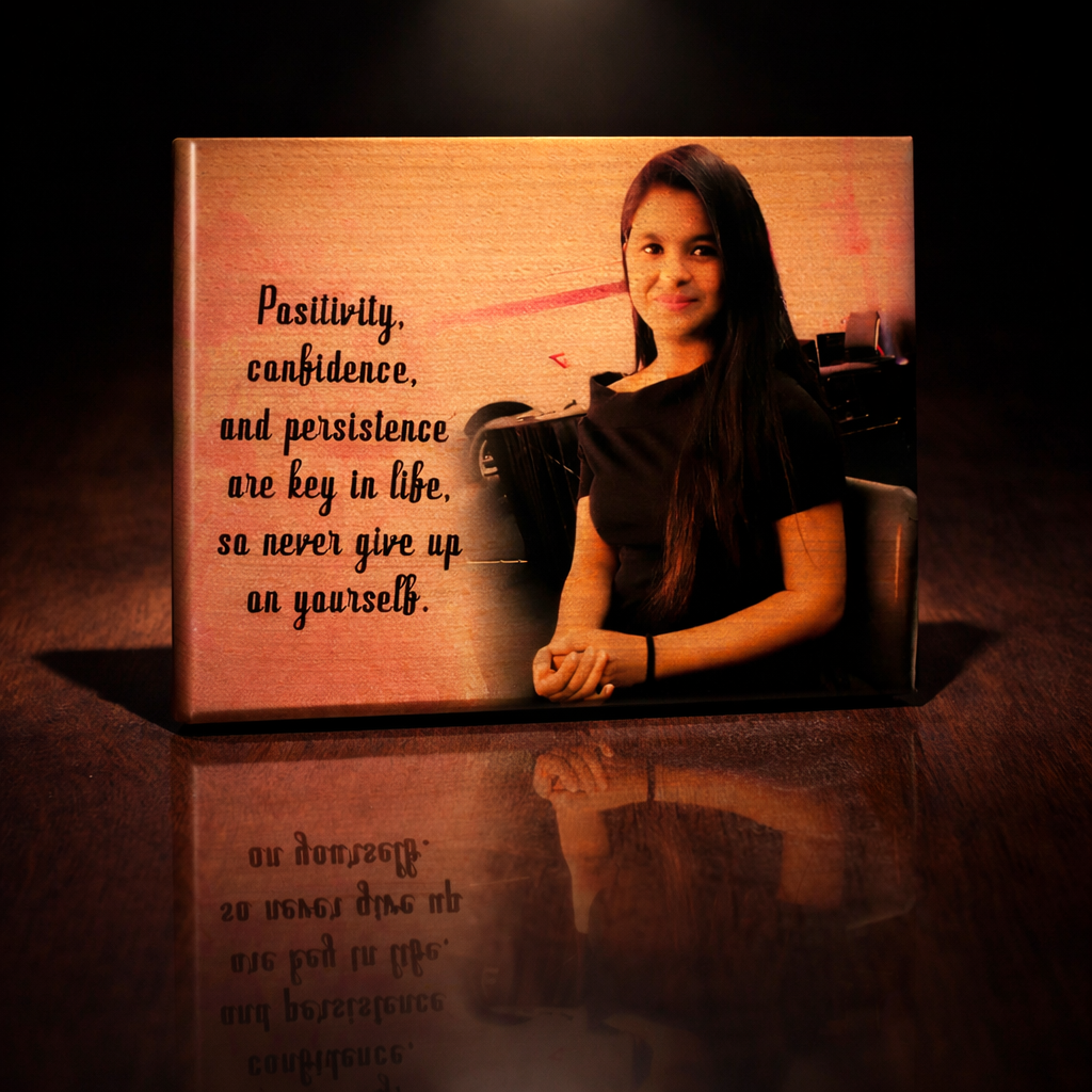 Personalized Motivational Photo Print Wooden Plaque with Quote - 5x4 inches
