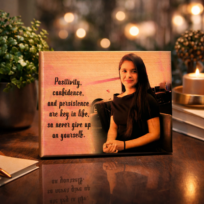 Personalized Motivational Photo Print Wooden Plaque with Quote - 5x4 inches