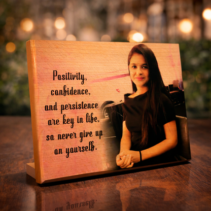 Personalized Motivational Photo Print Wooden Plaque with Quote - 5x4 inches