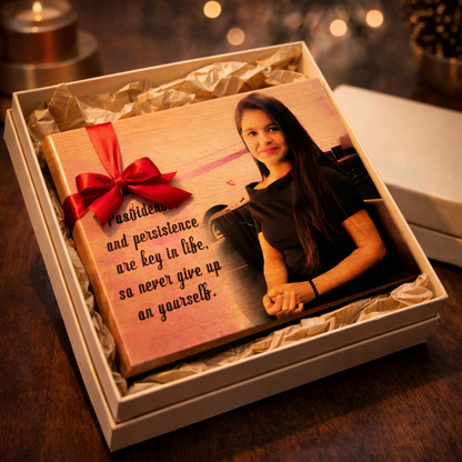 Personalized Motivational Photo Print Wooden Plaque with Quote - 5x4 inches