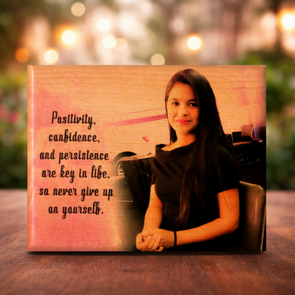 Personalized Motivational Photo Print Wooden Plaque with Quote - 5x4 inches